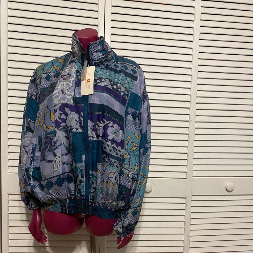 Stunt Sports Vintage Printed Silk Bomber Jacket